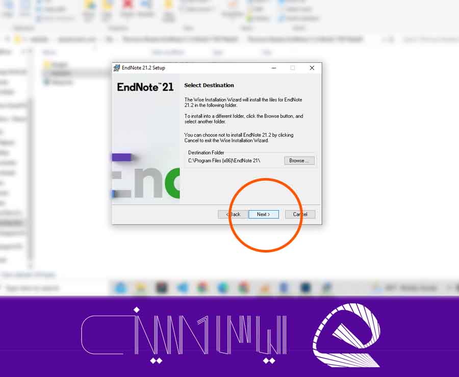 صفحه انتخاب مسیر نصب در دانلود نرم افزار اندنوت